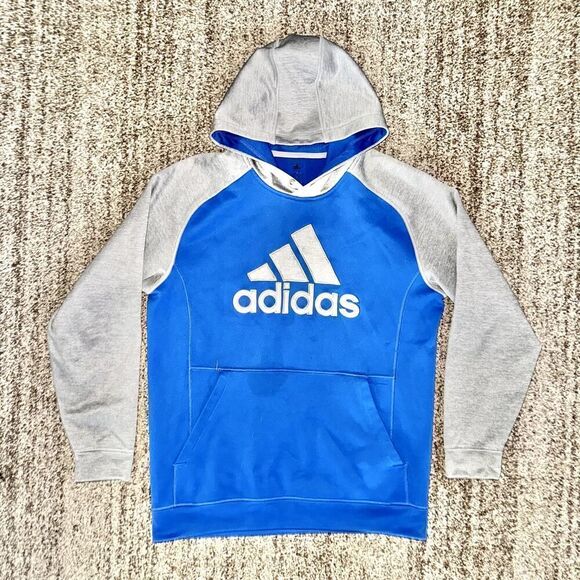 Adidas Long Sleeve Athletic Logo Pullover Hoodie in Blue Grey - Picture 3 of 10